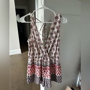 Patterned Sleeveless Romper